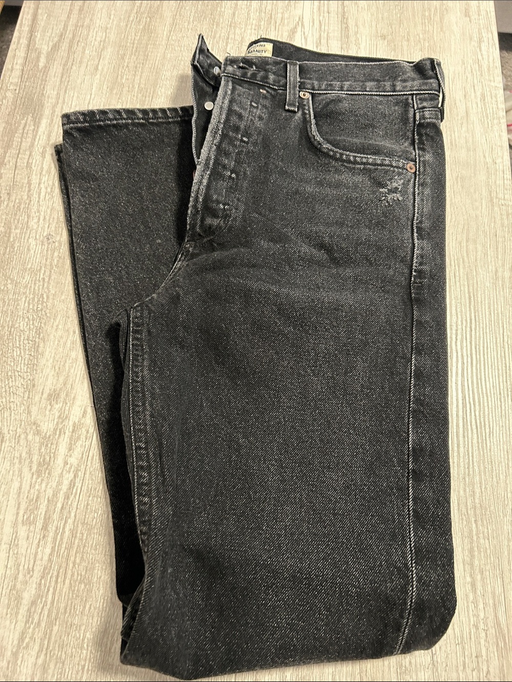 Citizens of Humanity Charlotte High Rise Straight Sz 28 Black Distressed Denim - Picture 8 of 13